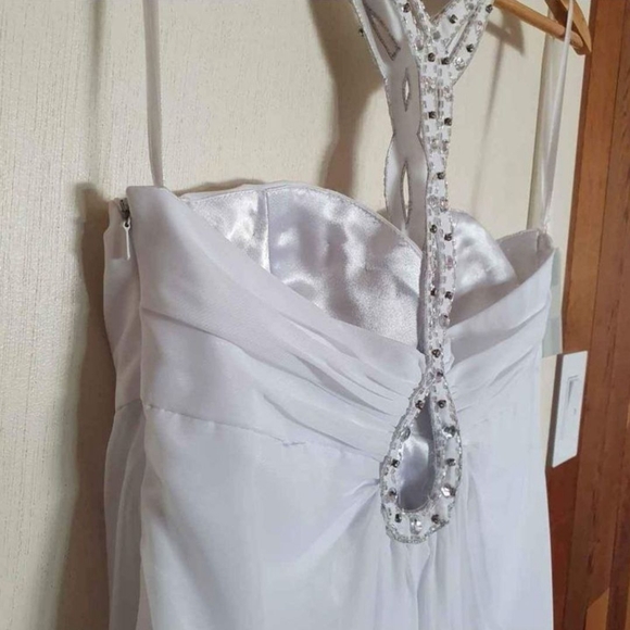 Wedding dress by Derek Iang size 8 original price $475 white silver - Picture 6 of 10